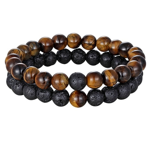 Descubra a Pulseira de Distância em Pedra Natural. Perfeito para Casais e Amigos que desejam manter uma conexão, não importa a distância. Design Unissex, Pedra Natural de 8mm, Estilo Trendy. Um Presente Ideal para Aniversário, Natal e Ocasiões Especiais. Sinta a magia e a conexão com este Conjunto de Pulseiras Elegante