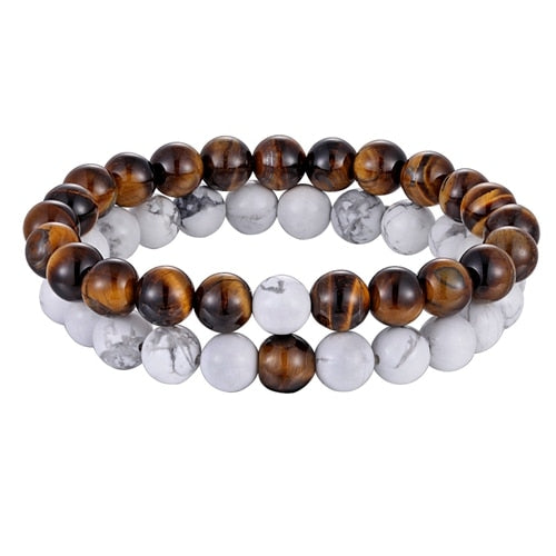 Descubra a Pulseira de Distância em Pedra Natural. Perfeito para Casais e Amigos que desejam manter uma conexão, não importa a distância. Design Unissex, Pedra Natural de 8mm, Estilo Trendy. Um Presente Ideal para Aniversário, Natal e Ocasiões Especiais. Sinta a magia e a conexão com este Conjunto de Pulseiras Elegante