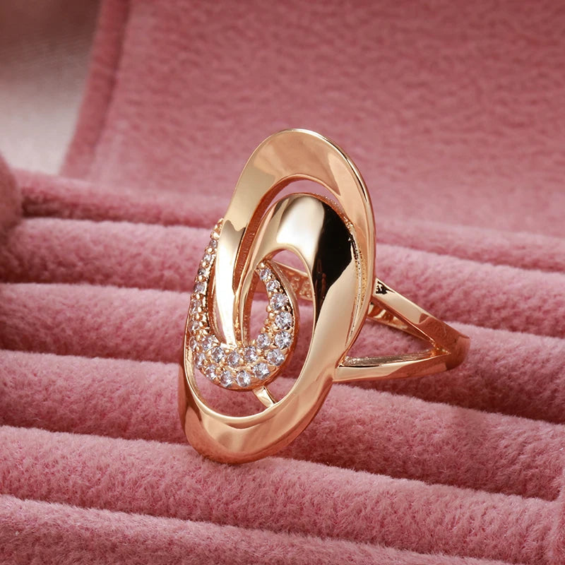 Anel Dourado Aurora Zircônia 585 Elegância Clássica