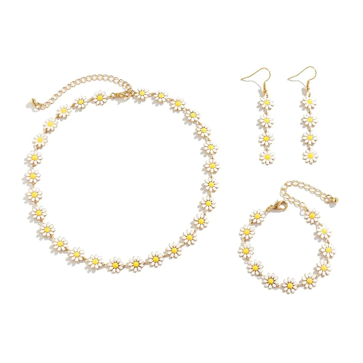 Descubra o Conjunto de Jóias Dourado, Inoxidável e Sustentável. Perfeito para eventos, este Conjunto Romântico inclui Colar, Brincos e Pulseira. Ideal para mulheres que buscam elegância e conforto, este Conjunto Feminino é versátil e durável, complementando qualquer estilo pessoal com charme e sofisticação.